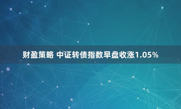 财盈策略 中证转债指数早盘收涨1.05%