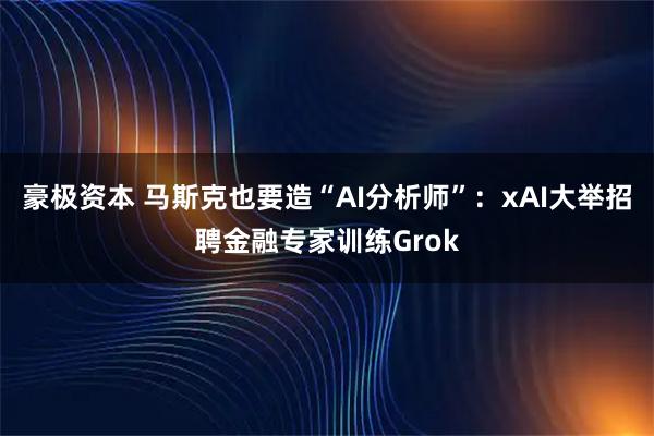 豪极资本 马斯克也要造“AI分析师”：xAI大举招聘金融专家训练Grok